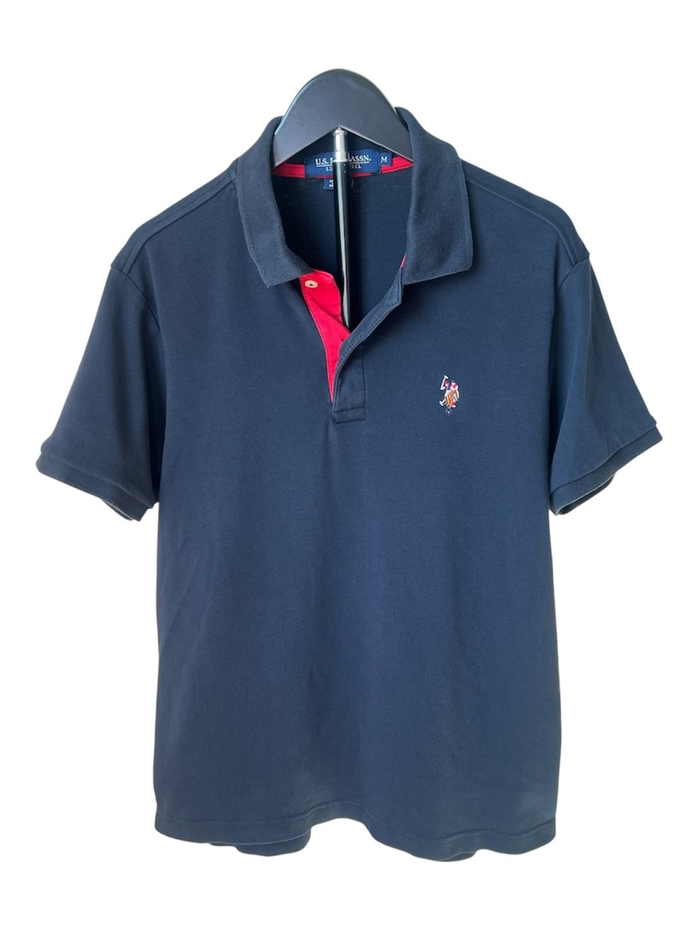 U.S. Polo Assn. Luxury Feel Black Polo with Red Inner Placket Mens M Streetwear